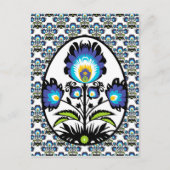 🐤 mooie Folklore Blue Pysanka Paaseieren Briefkaart (Voorkant)