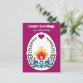 🐤 mooie Folklore Maroon Pysanka paaseieren Briefkaart (Staand voorkant)