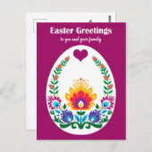 🐤 mooie Folklore Maroon Pysanka paaseieren Briefkaart (Voorkant / Achterkant)