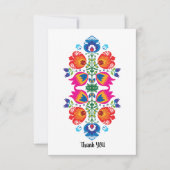 Mooie Folklore Roze, rood en blauw Dank u Bedankkaart (Voorkant)