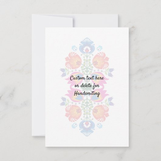 Mooie Folklore Roze, rood en blauw Dank u Bedankkaart (Achterkant)