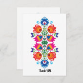 Mooie Folklore Roze, rood en blauw Dank u Bedankkaart (Voorkant / Achterkant)