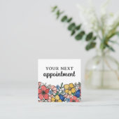 Mooie Folksky Geel Blauw Koraal Bloemen Afsprakenkaartje (Staand voorkant)