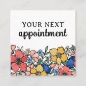 Mooie Folksky Geel Blauw Koraal Bloemen Afsprakenkaartje (Voorkant)