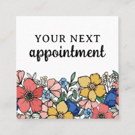 Mooie Folksky Geel Blauw Koraal Bloemen Afsprakenkaartje