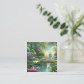 Mooie fontein grafisch vierkante visitekaartje (Staand voorkant)