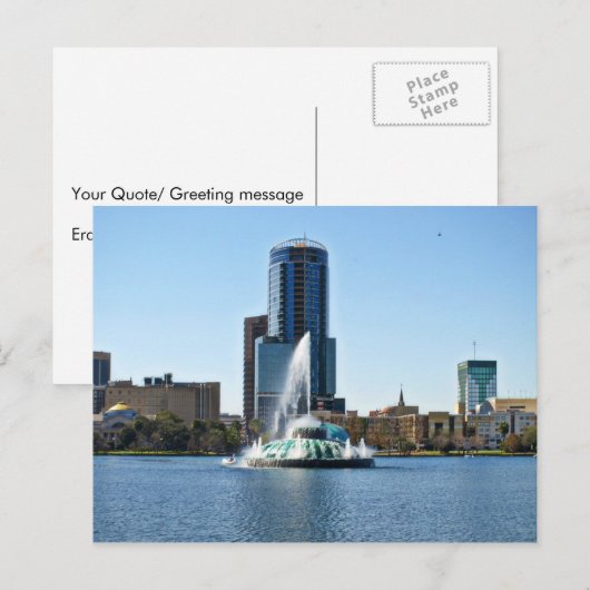 Mooie fontein in het meer van Orlando Florida Briefkaart (Voorkant / Achterkant)