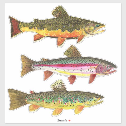 Mooie forel - beek, bruin, regenboog Gevist Sticker (Vel)