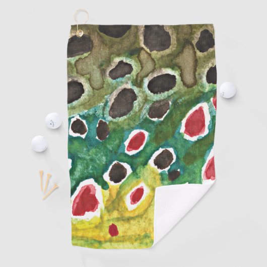 Mooie forel voor de visserij op bruine forel golfhanddoek