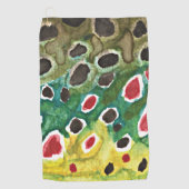 Mooie forel voor de visserij op bruine forel golfhanddoek (Voorkant)