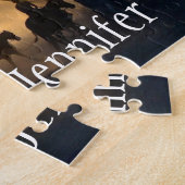 Mooie Forest Sun Riding Horses Aangepaste naam  Legpuzzel (Zijkant)