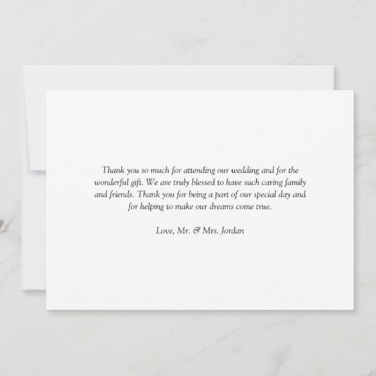 Mooie Forma Script Trouwfoto Bedankkaart (Achterkant)