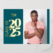 Mooie foto Afstuderen Folie Uitnodiging Briefkaart (Voorkant)