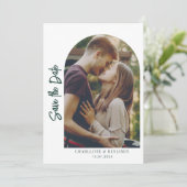 Mooie foto-boog-huwelijk save the date (Staand voorkant)