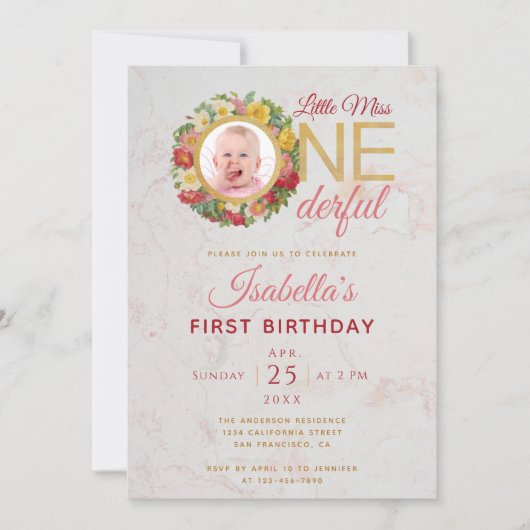 Mooie foto in rozenkrans Eerste verjaardag Kaart (Voorkant)