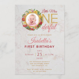 Mooie foto in rozenkrans Eerste verjaardag Kaart