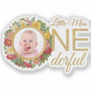 Mooie foto in rozenkrans Eerste verjaardag Sticker
