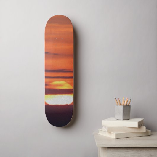 Mooie foto op zonsondergang skateboard (Muurkunst)