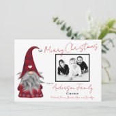 Mooie foto prettig kerstfeest kabouter gepersonali feestdagenkaart (Staand voorkant)
