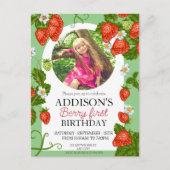 Mooie foto rode blauwe bes zoete 1e verjaardag briefkaart (Voorkant)