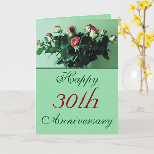 Mooie foto van 30ste jubileum boeket rozen kaart (Gele Bloem)