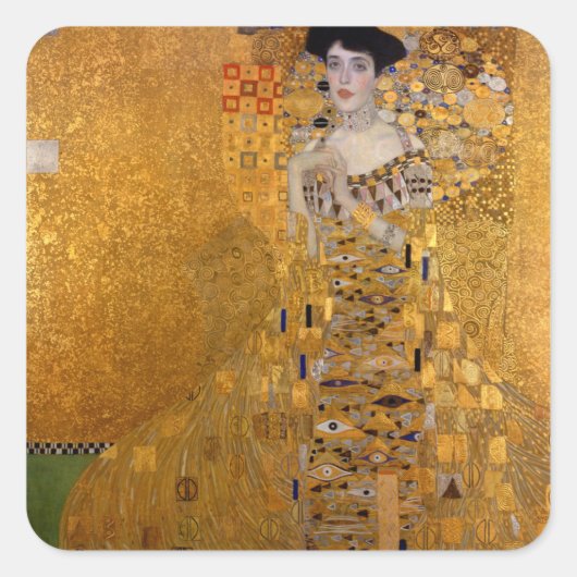 Mooie foto van een dame van Gustav Klimt, Deco Vierkante Sticker (Voorkant)