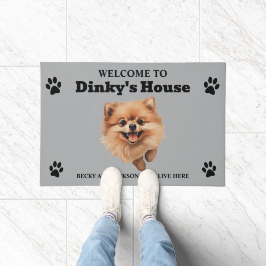 Mooie foto van een Pomeranian hond Deurmat (Binnen)