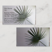 Mooie foto van een ventilatorpalmblad tegen witte  visitekaartje (Voorkant / Achterkant)
