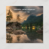 Mooie foto van het bergmeer in Evening Vierkante Visitekaartje (Voorkant)