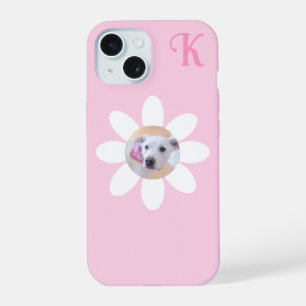 Mooie foto van puppy-hond Roze bloem Meisjes initi iPhone 15 Case