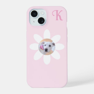Mooie foto van puppy-hond Roze bloem Meisjes initi iPhone 15 Case