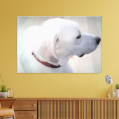 Mooie foto van wit profiel van Labradoodle-mengsel Canvas Afdruk (Insitu (Woonkamer))