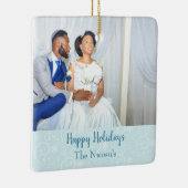 Mooie foto-weddenschap met thema Snowflakes Keramisch Ornament (Rechts)