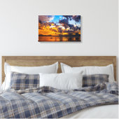 Mooie fotografie, zonsondergang over de rivier de  canvas afdruk (Insitu (Slaapkamer))
