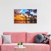 Mooie fotografie, zonsondergang over de rivier de  canvas afdruk (Insitu (Woonkamer))