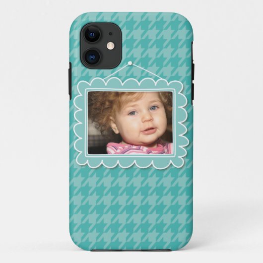 Mooie fotolijst met blauwe houndstooth Case-Mate iPhone case (Achterkant)