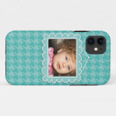Mooie fotolijst met blauwe houndstooth Case-Mate iPhone case (Achterkant (horizontaal))
