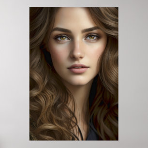 Mooie fotorealistische vrouwenportret AI gegeneree Poster