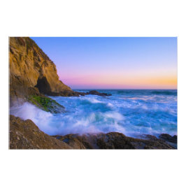 Mooie foto's van grote oceaanzonsondergang foto afdruk