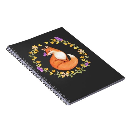Mooie fox Floral met schoorsteenvlinder Notitieboek (Rechterzijde)