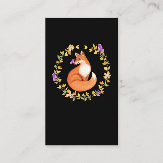 Mooie fox Floral met schoorsteenvlinder Visitekaartje (Voorkant)