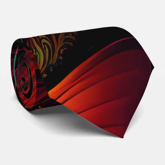 Mooie Fractal in Blauw en Sinaasappel Stropdas (Opgerold)