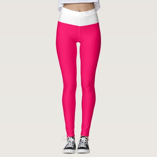 Mooie framboos en wit leggings (Voorkant)