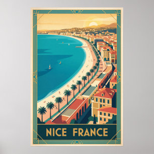 Mooie Frankrijk Vintage Negresco Riviera Illustrat Poster