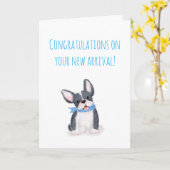 Mooie Franse buldog nieuwe huisdier kaart voor een (Gele Bloem)