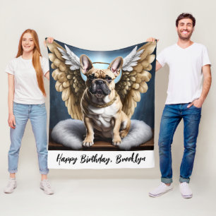 Mooie Franse Bulldog & Angel Wings Fleece Deken