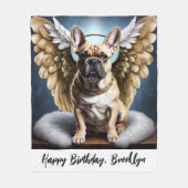 Mooie Franse Bulldog & Angel Wings Fleece Deken (Voorkant)