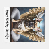 Mooie Franse Bulldog & Angel Wings Fleece Deken (Voorkant (Horizontaal))
