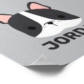 Mooie Franse Bulldog met gepersonaliseerde naam Poster (Hoek)