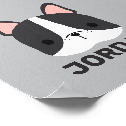 Mooie Franse Bulldog met gepersonaliseerde naam Poster (Hoek)